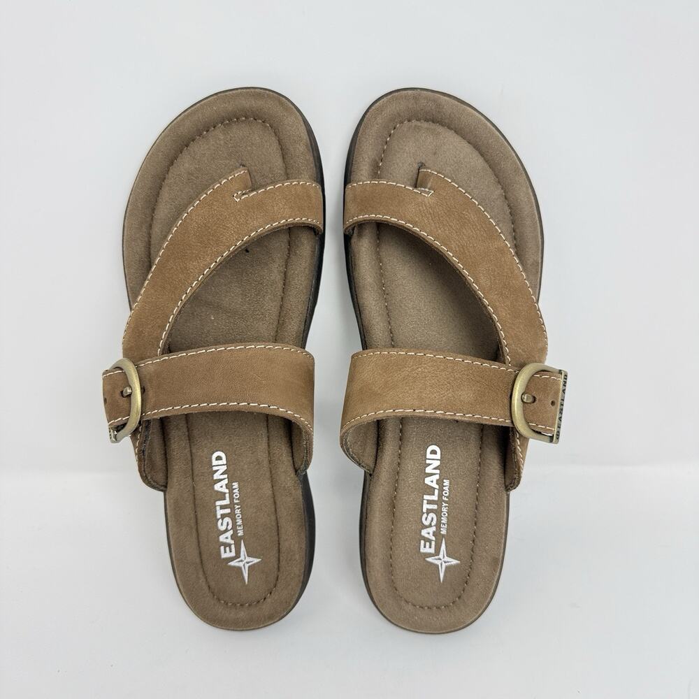 Eastland Tahiti II Women’s Size 7M Earth Nubuc Leather Thong Sandals Memory Foam